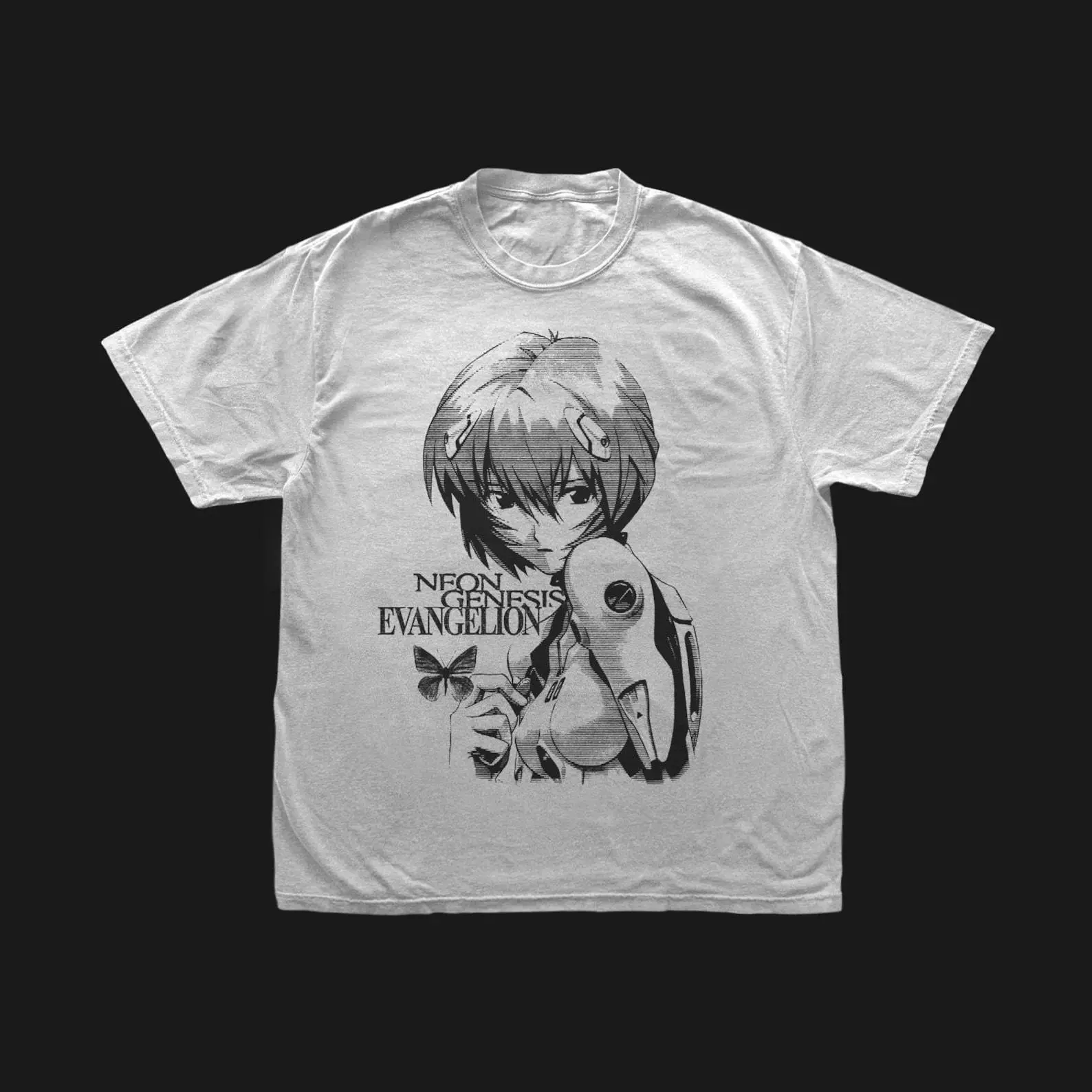 Men's Vintage Graphic T-Shirt, 90s Japanese Anime Print Tee, Casual Otaku Style Streetwear with Short Sleeves and Round Neck, Sweatpants, Cargo Pants