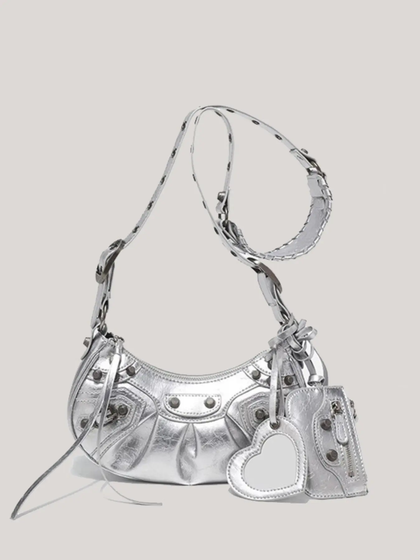 Women's Lightweight Crocodile Pattern Folded Bag, Metal PU Stud Design, Daily Use Fashion Accessory, Stylish Women's Handbag, Chic Crossbody Bag