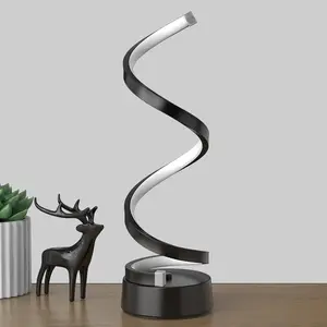 Classic Spiral LED Table Lamp, Adjustable Metal Bedside Lamp with Touch Controller, 3 Color Temperatures, Modern Decorative Light, Lighting Modes Adjustable