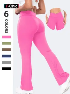 Women's High-Waisted Wide-Leg Yoga Pants, Cross Design Control Belly Fat, Comfortable Tight-Fitting Kint Fabric for All Seasons, Gym Fitness Yoga Pants