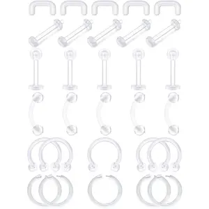 16G Clear Piercing Retainers Flexible Cartilage Helix Daith Rook Tragus Earring Bioflex Plastic Nose Septum Lip Eyebrow Rings