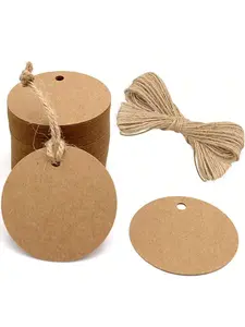【Christmas Gift】100 Pcs Round Gift Tags With String,Blank Paper Hang Tags For Labing Custom Gifts Bag Crafts Wedding Christmas Presents Halloween Brown/White/Black Color