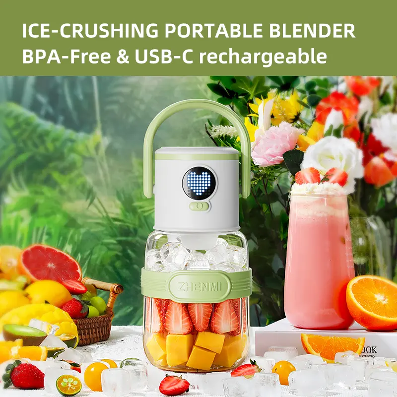 ZHENMI J21 BPA-Free Cordless Portable Blender - 33oz Ice-Crushing for Shakes & Smoothies, USB Rechargeable, Food-Grade Material, Dishwasher Safe, Easy to Clean, Ideal for Family Kitchen, Holiday & Birthday Gift, Portable Blenders