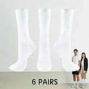 6 Pairs Cotton Cushioned Athletic Crew Socks for Men & Women – Breathable, Sweat-Wicking, Soft & Comfortable, Great for Sports, Travel & Office Wear