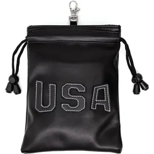 USA Design PU Leather Golf Tee Pouch with Drawstring Closure Golf Ball Handbag Portable Ball Pouch Accessories for Men Golfers Dad Gift