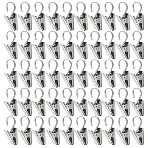 100 Pack Heavy-Duty Hook Clip Set Metal Curtain Clips for Curtain Photos Home Party Decoration Art Craft Display - Silver