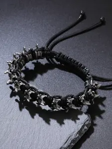 Punk Hip-Hop Style Men's Handwoven Alloy Dragon Bone Skeleton Adjustable Bracelet, Gothic Skull Slide Beads Bangle, Fashion Statement Jewelry for Streetwear, Music Festival Rave Party, Halloween Cosplay Costume Accessory, Daily Casual Outfit