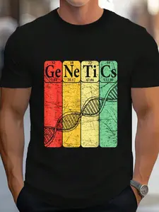 100% Cotton DNA Genetics Periodic Table Elements Biologist Retro Genetic T-Shirt Women's Men's Graphic Tee Crew Neck summer vacation Tops