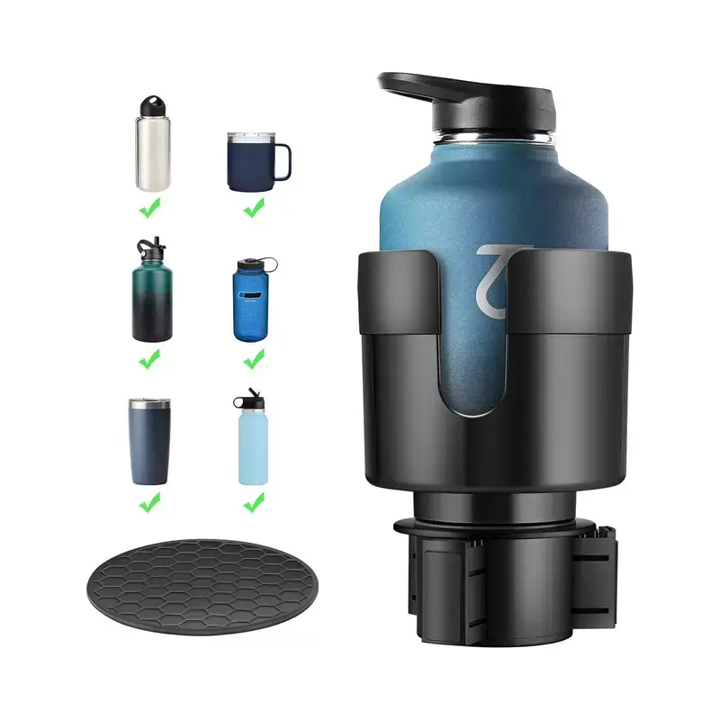 Car Cup Holder Expander Universal for Yeti Hydro Flask Nalgene Stanley Owala Tumblers 24/32/45/50 oz Water Bottles Auto Lock Design Adjustable Arms Car Organization Accessories
