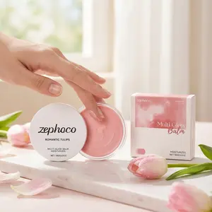Romantic Tulip & Pink Cherry Blossoms Blush Balm (18g), Natural Glow, Moisturizing And Hydrating, Delicate And Lightweight, Adheres Smoothly, Fresh Makeup Finish