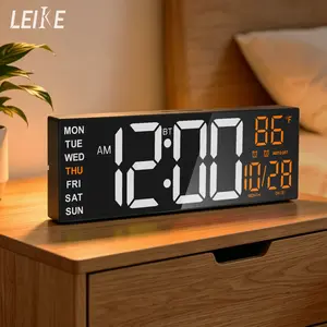 15.3" Large Digital Wall Clock with Vibrant LED Display, Night Light, Remote Control, Auto DST, Auto Dimming, Timer for Living Room Classroom Bedroom
