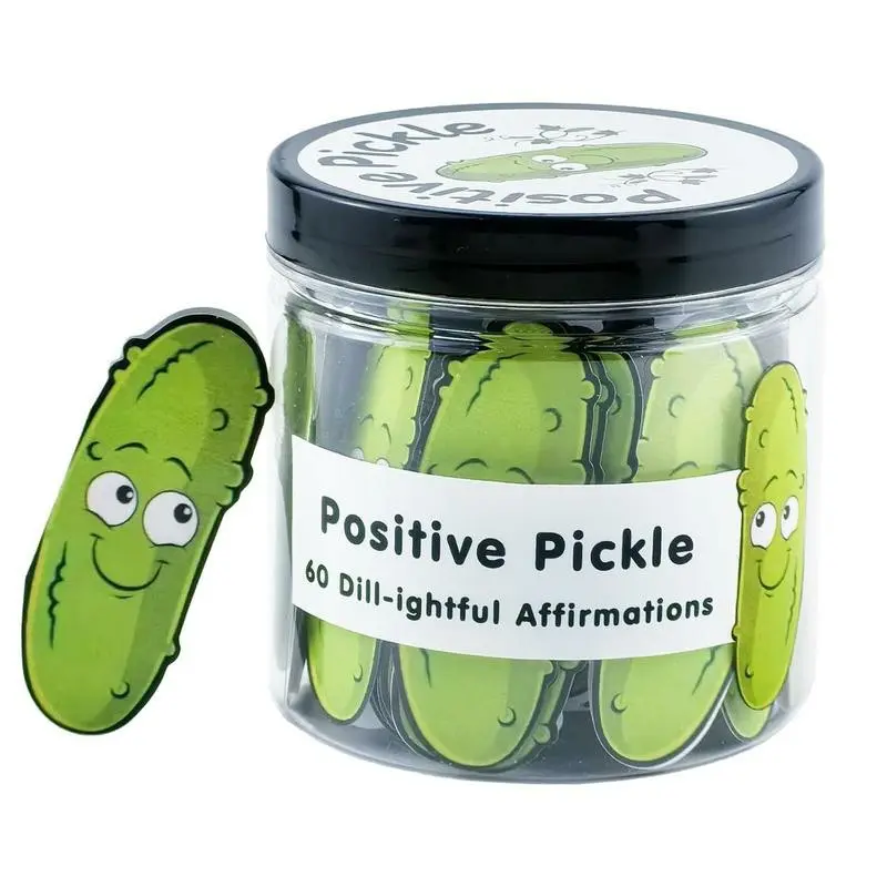 60pc Emotional Support Pickle Jar, Uplifting Affirmation Teacher Appreciation Gifts, Encouragement Gift for Students, Back to School Gifts, Birthday Presents for Girls, Positive Daily Quote Jar, Stress Relief Decor, Pickle Ornament