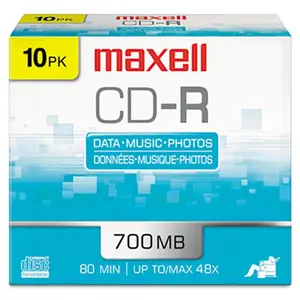 212 MAIN CD-R Discs - 700MB/80min, 48x Speed, Silver, with Slim Jewel Cases - 10 Pack