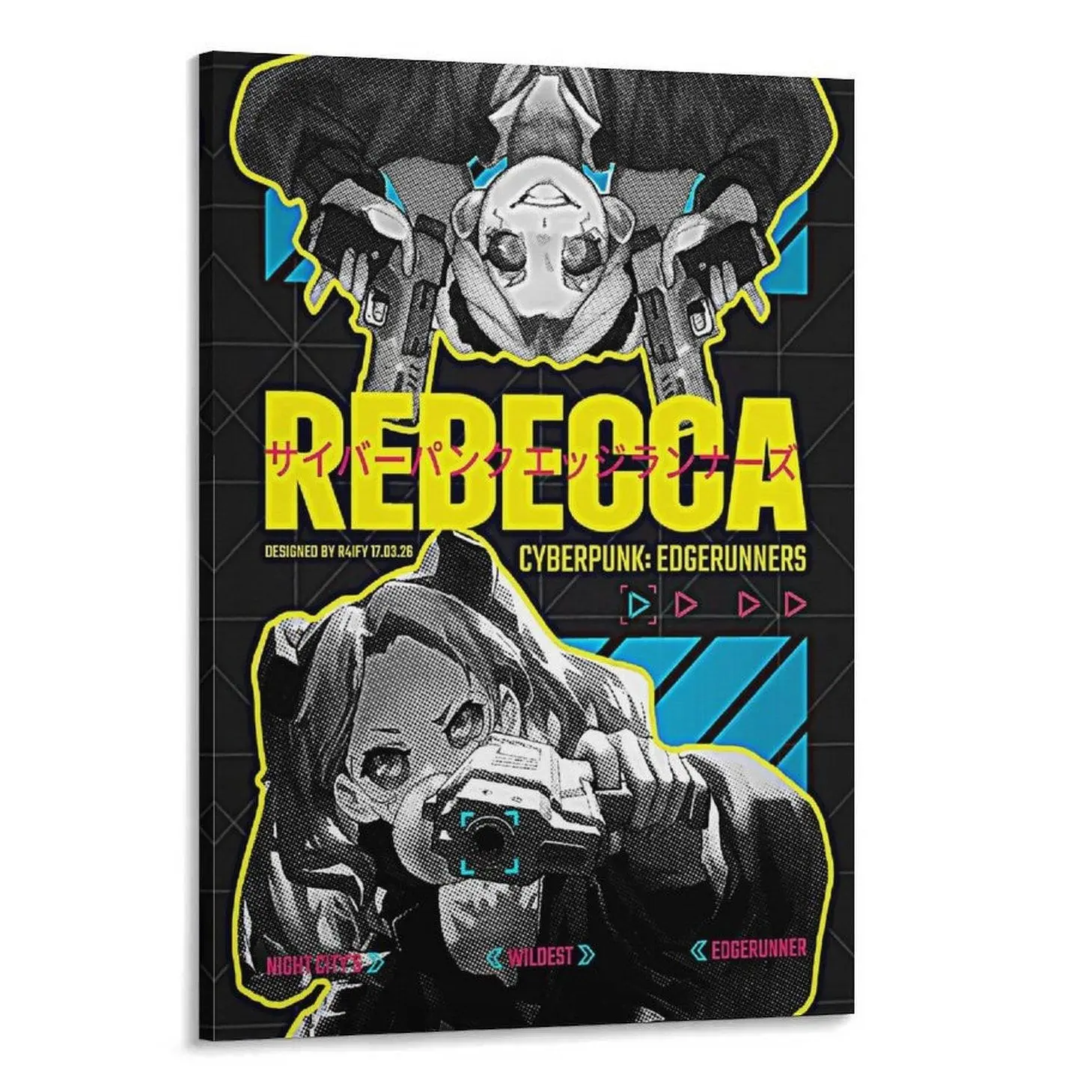 Cyberpunk Edgerunners Rebecca Canvas Wall Art, Cyberpunk 2077 Anime Poster for Bedroom Gaming Room Decor, Night City Artwork Print, Rebecca Fan Gift and Collector Wall Decoration,Rebecca Wall Art Cyberpunk Edgerunners Canvas Print, Cyberpunk 2077 Anime