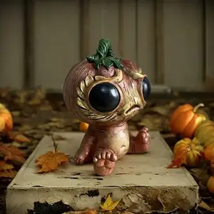 Alien Pumpkin Statue, Multifunctional Decorative Resin Fantasy Figure, Home Garden Halloween Decoration, Unique Art Decor for Outdoor Indoor Use