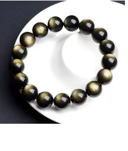 Natural Gemstone Manifestation Bracelet, Natural Crystal Golden Obsidian Gemstone Bracelet for Protection and Wealth Attraction, Unsex, Suitable for Various Occasions