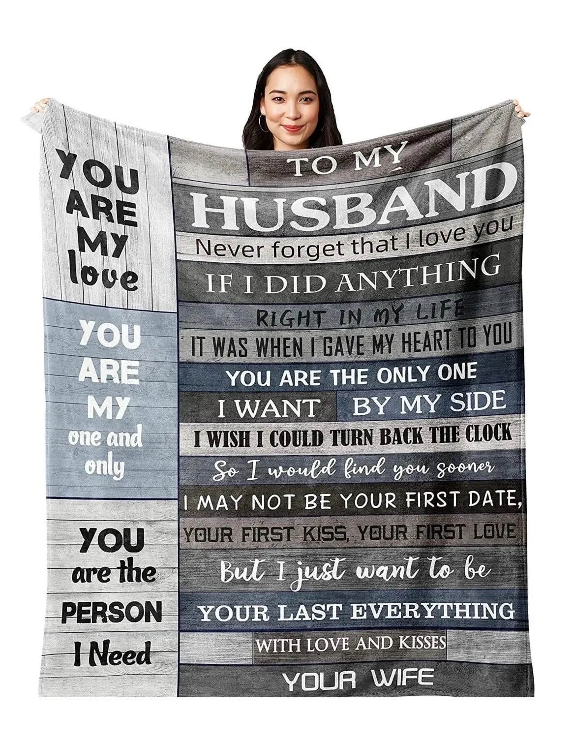 Husband Personalized Message Romantic Throw Blanket - Ideal for Birthday, Father's Day Gifting, Personalized Blankets, Message Blanket Blankets