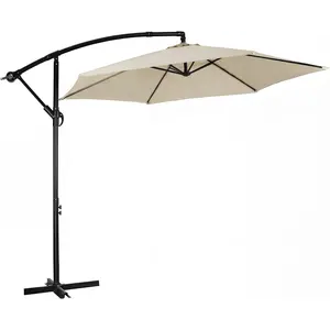 VOWNER Offset Patio Umbrella, Cantilever Outdoor Umbrellas with Easy Tilt Adjustment, UV Protection Sun Shade with Smooth Crank for Poolside, Garden, Backyard
