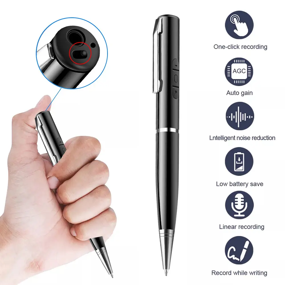 16GB Professional Digital Smart Voice Recorder, USB Rechargeable Dictaphone with 192Kpbs WAV Recording, Noise Reduction, Audio Card Memory, Portable Micro Voice Changer, MP3 Player - Travel Gadgets for Lawyers, Business Use with Micro USB Cable, Digital P