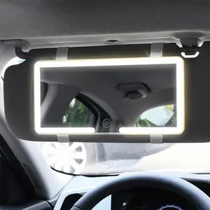 Car Sun Visor Makeup Mirror with Light, LED Touch Screen Adjustable Brightness Auto Interior Makeup HD Mirror, Rechargeable Vanity Mirror, Car Decorations, Men Gifts, Car Accessories, Gifts for Girlfriend