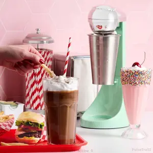 Two-Speed Electric Milkshake Maker & Drink Mixer - 16-Ounce Stainless Steel Cup & RodPulseTrail5ABSummit Active