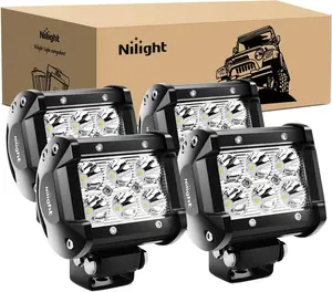 Nilight LED Pods 4PCS 18W 1260lm Spot LED Light Bar Driving Fog Light Off Road Lights Work Light 24V 12V for Motorcycles Van Camper Wagon Car Pickup ATV UTV SUV Truck Boat Vehicle dealsforyoudays