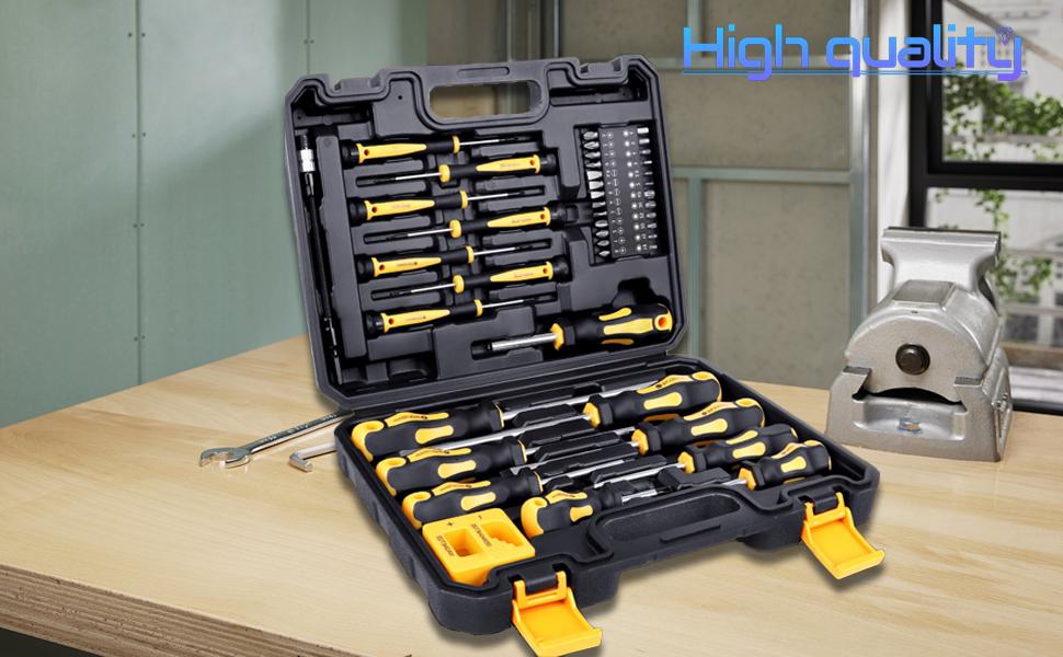 43-piece Screwdriver Set, Include Phillips, Slotted, Pozidriv, Hex, Torx, and Magnetizer demagnetizer Precision Screwdriver Set for Tools for Men