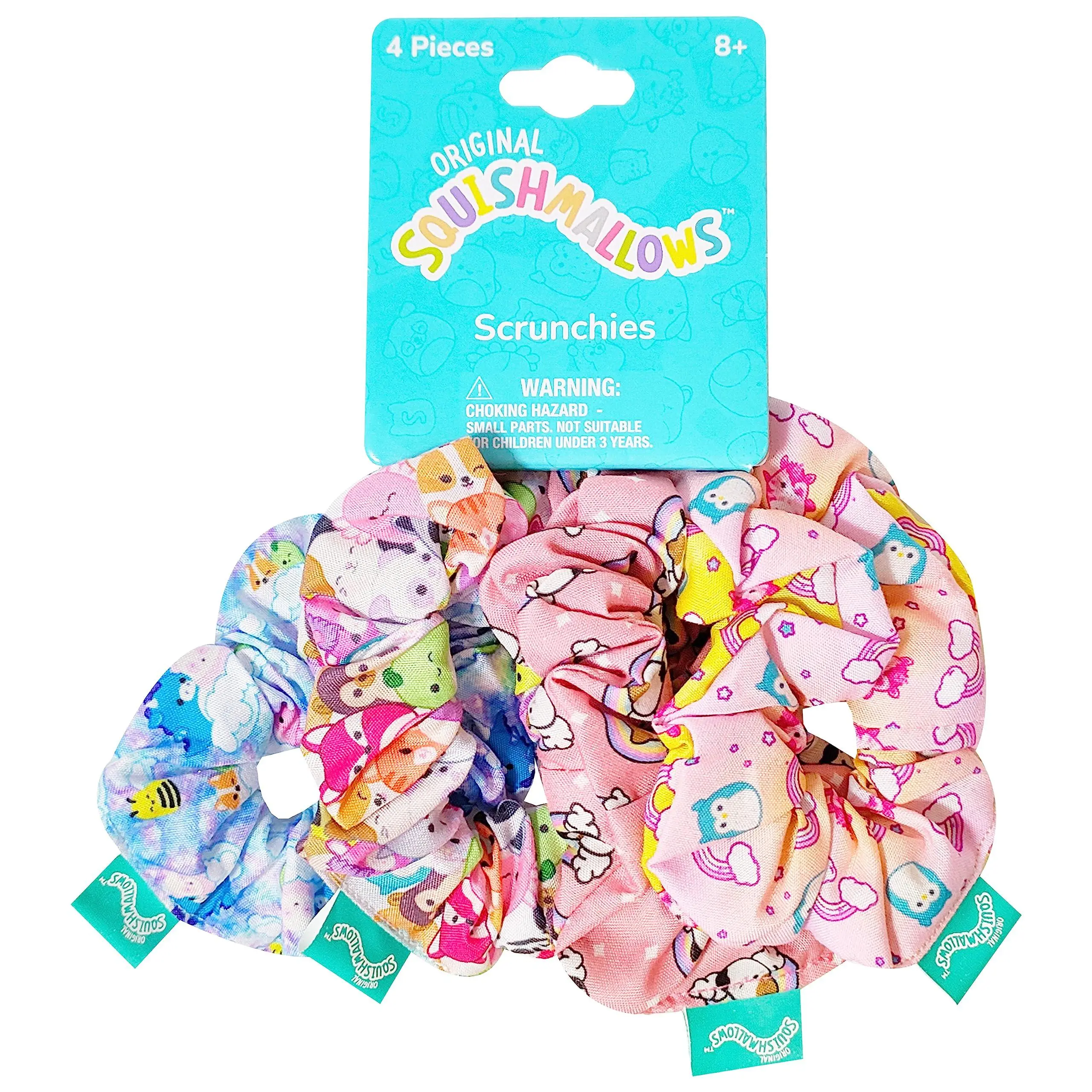 Cute Plush Character Scrunchies Set for Kids, Soft Elastic Hair Rubber Bands, Collectible Durable Ponytail Holders Styling Accessories
