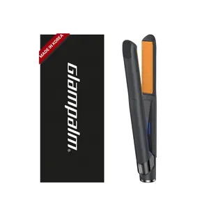 GLAMPALM GlamMuse 1" Hair Straightener - All-Ceramic Flat Iron Infused with Vita-C, Salon Results with Less Heat Damage, Trusted by K-Pop Hair Stylists, Dual Voltage Hair Straightener, Silk Press (GP201T Original Black)