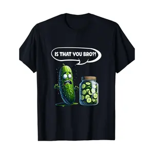 Fun Pickled Cabbage Lovers Cotton T Shirt with Geometric Pattern Casual Style Machine Washable Daily Round Neck Short Sleeve Top Breathable Fabric Micro Elastic Design Summer Trendy Fit