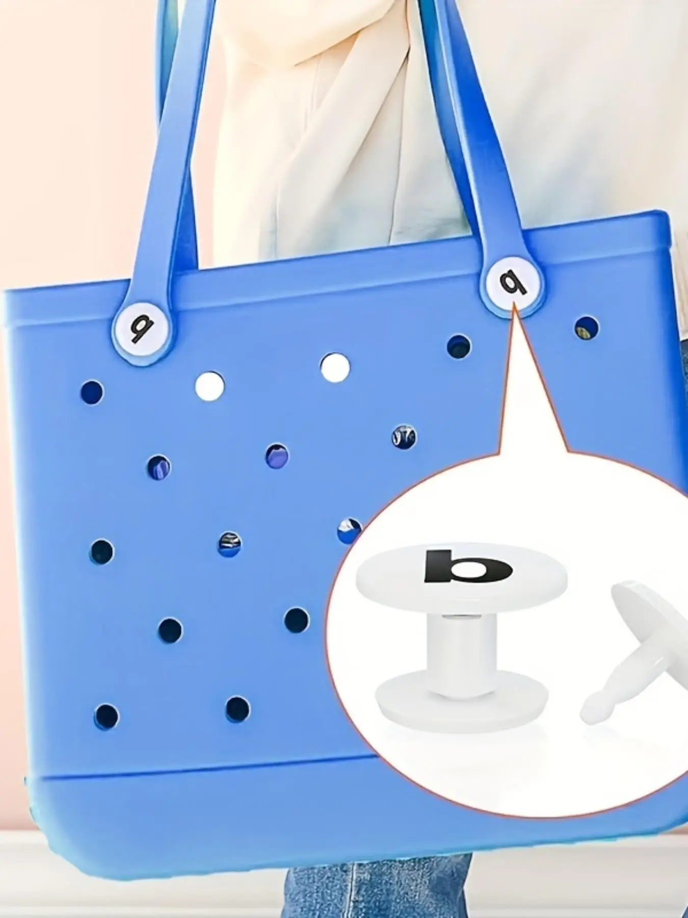 Summer Solid Color Rivet & Letter Design Replacement Button for Bogg Bag, Portable Diy Tote Bag Accessories for Beach Shoulder Bag for Women Men