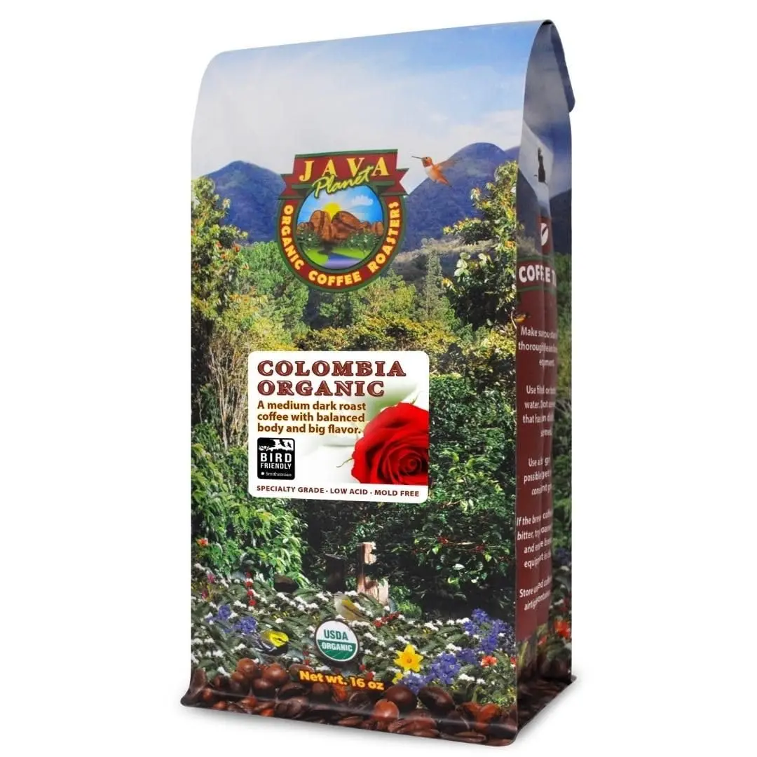 Java Planet Low Acid Organic Coffee, Colombian, Medium Dark Roast, 16 oz
