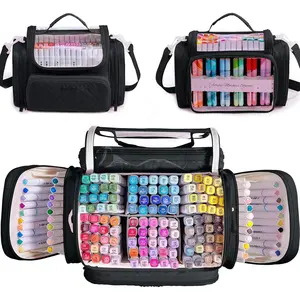 Marker Organizer Case Bag for 200-300 Markers - Large Art  Storage Bag with Detachable Dividers, Travel Marker Holder for  Markers, Brush Pens, Colored Pencils & Craft Supplies