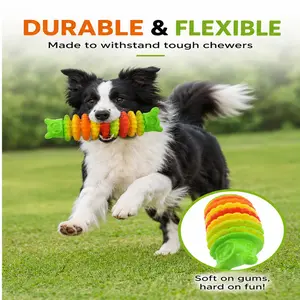 2-Pack Durable Dog Chew Toys for Aggressive Chewers – Rubber Teething Toys for Small, Medium & Large Dogs
