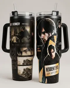 Vintage Leon Kennedy 40oz 20oz Gamer Tumbler, RE Requiem Tumbler, Gift For Gamer