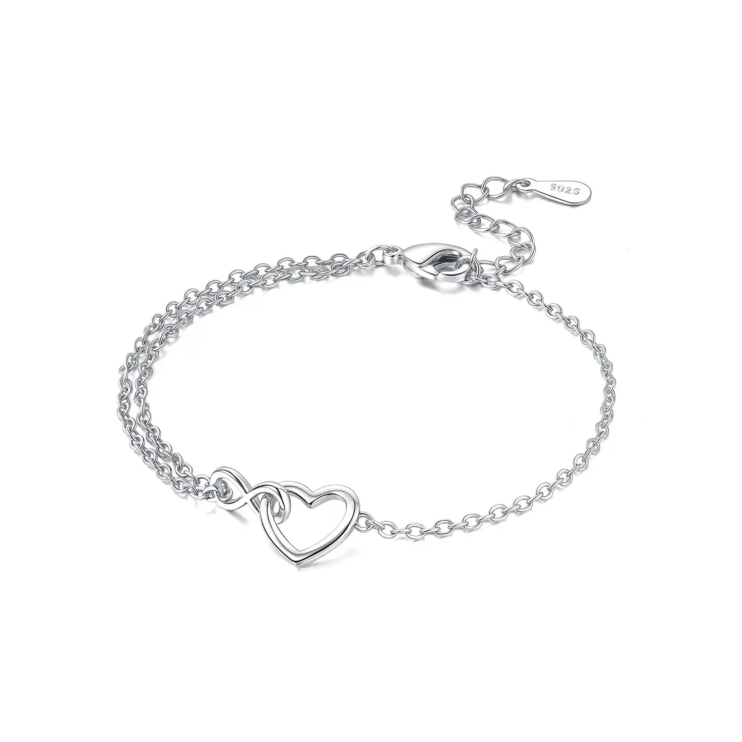 Women's Silver Simple Asymmetric Infinite Love Chain Link Bracelet, Trendy Costume Jewelry, Anniversary Gift