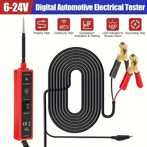 Power Circuit Probe Tester 6V-24V DC Automotive Circuit Tester 12V Auto Electrical Tester Overload Protection with LED Light