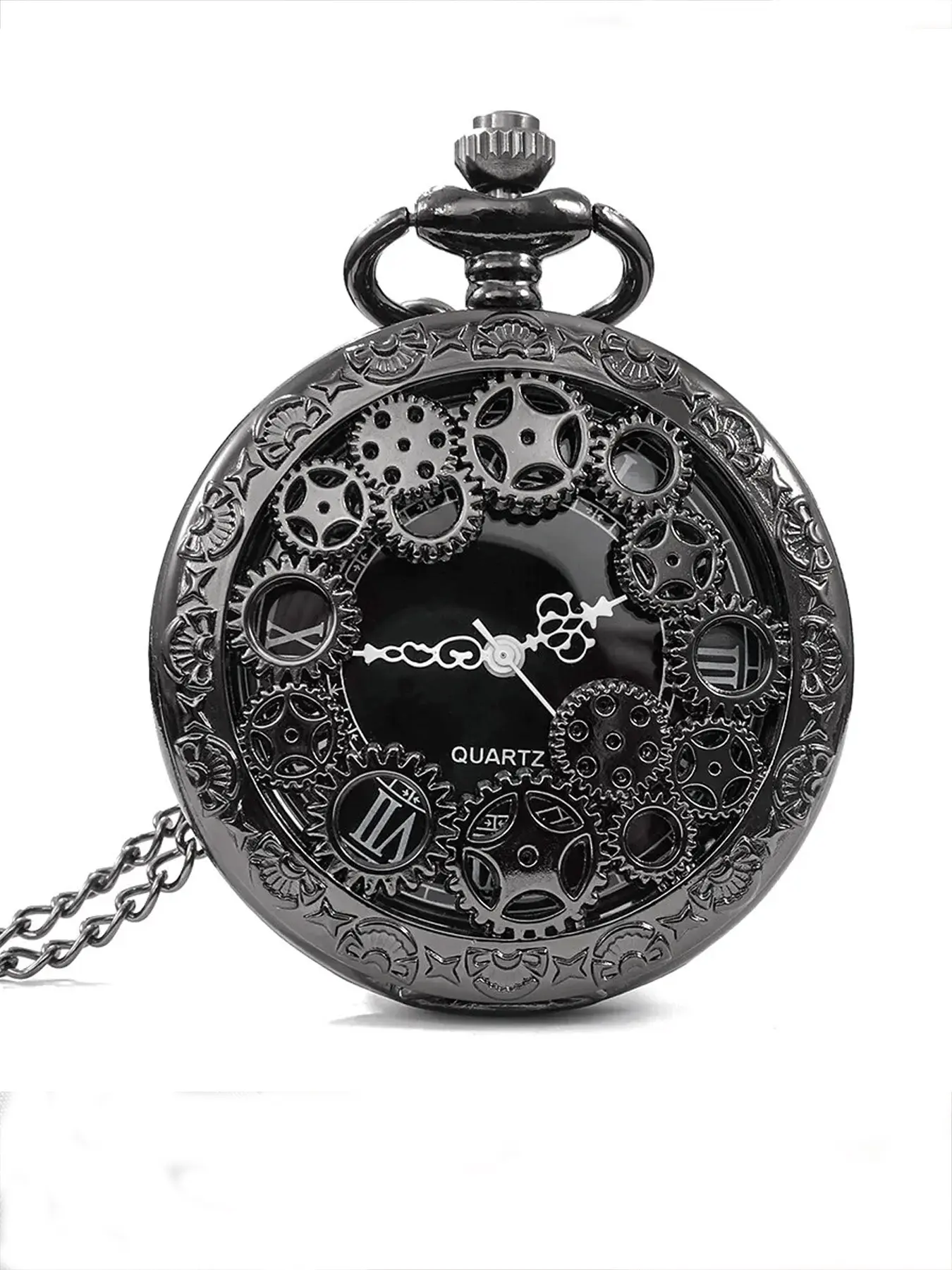 Steampunk Copper Vintage Hollow Gear Hollow Quartz Pocket Watch Necklace Pendant Watch Chain Men Women with Chain Gifts Punk Style Watch Vintage Fashion Watch Fashionable Analog Watch Analog Watches
