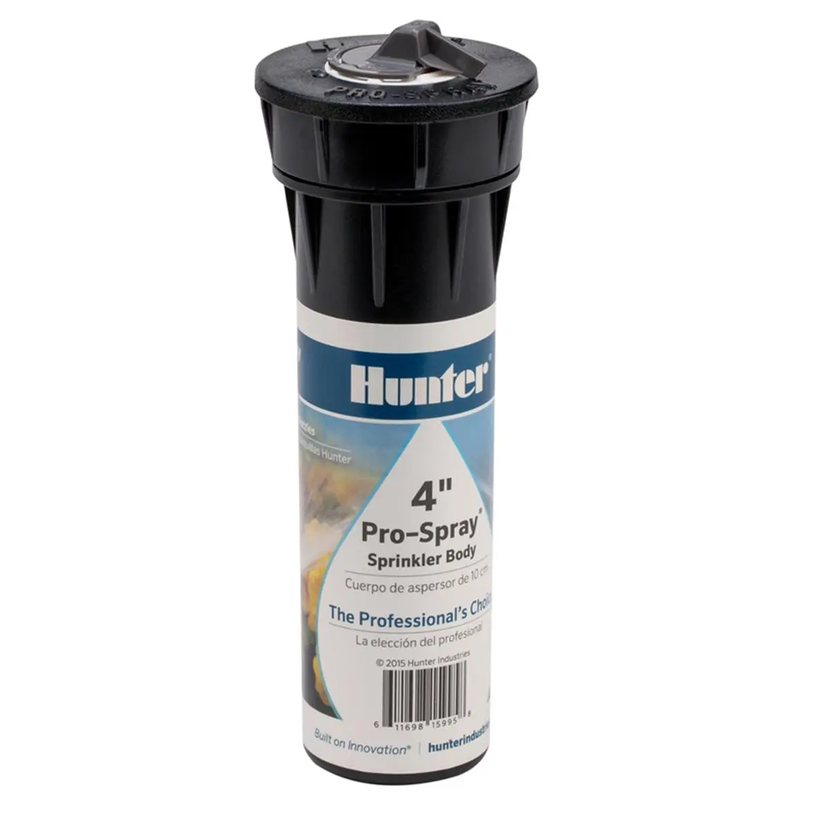 HUNTER 7014321 4 in. Pro-Spray Pop-Up Irrigation System Sprinkler, 0.31 lbs, 1.25 in & 5.875 in Sizes, Check Valve Option, Chemical- & Chlorine-Resistant Materials, Heavy-Duty Spring, Directional Flush Plug, Nozzle Sprinklers, 706 Sq. Ft. Coverage - Black