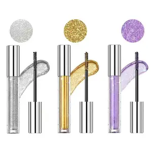 3PCS Glitter Mascara for Eyelashes,Waterproof Long Lasting Silver Gold Purple Color Sparkly Mascara, Lengthening Volumizing Colorful,Party Wedding Stage Use Halloween Christmas Makeup