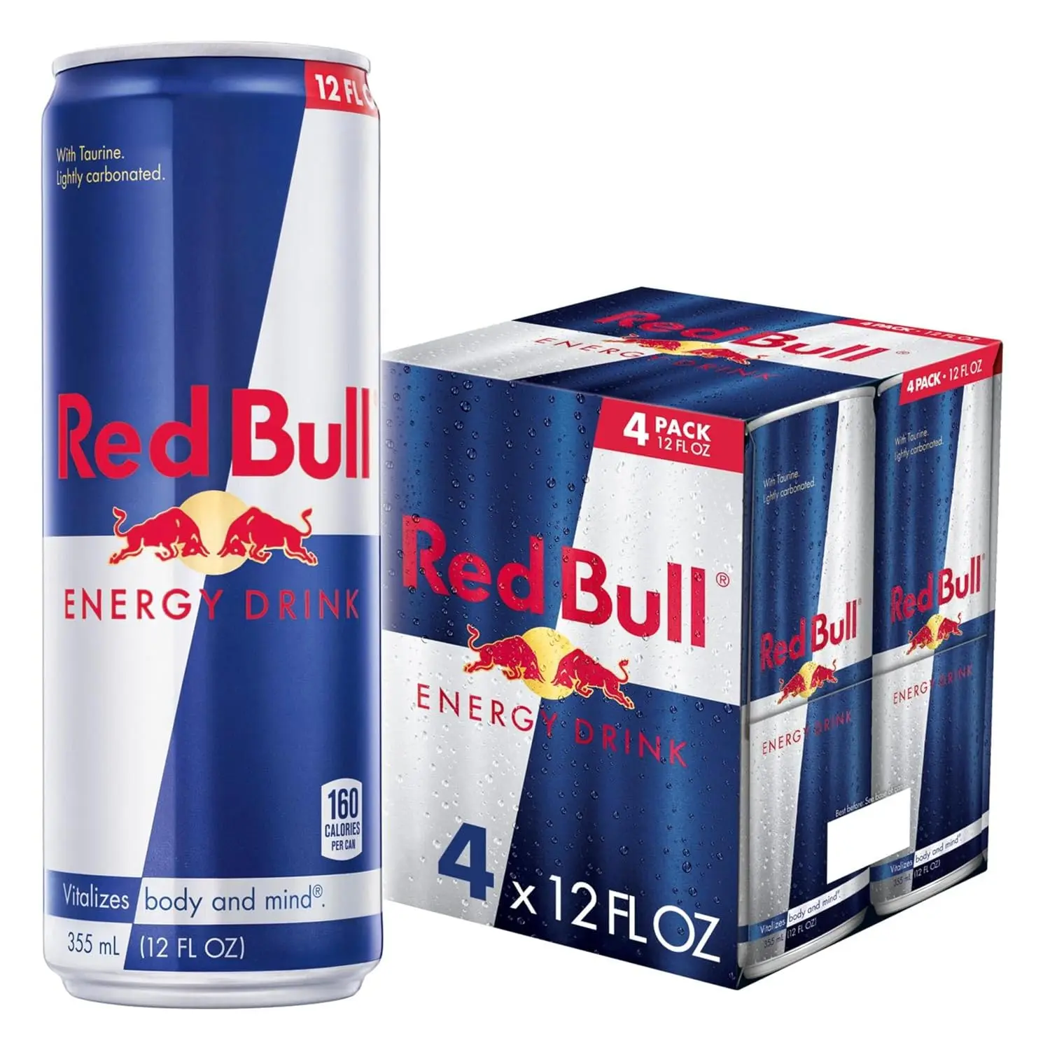 Red Bull Caffeinated Energy Beverage | 12 fl oz, Pack of 4 Cans with Caffeine, Taurine, B-Vitamins, Sugar, and Water