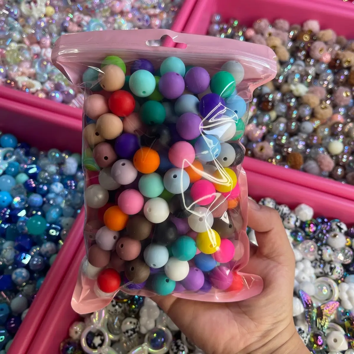 15mm Silicone Jewelry Beads, 200-Piece Beading Supplies for DIY Beading & Jewelry Making