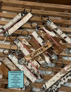 Cowhide Wristlet Keychain - Durable and Stylish Accessory - Genuine Cowhide - Gift for Her - Christmas Gift - Stocking Stuffer