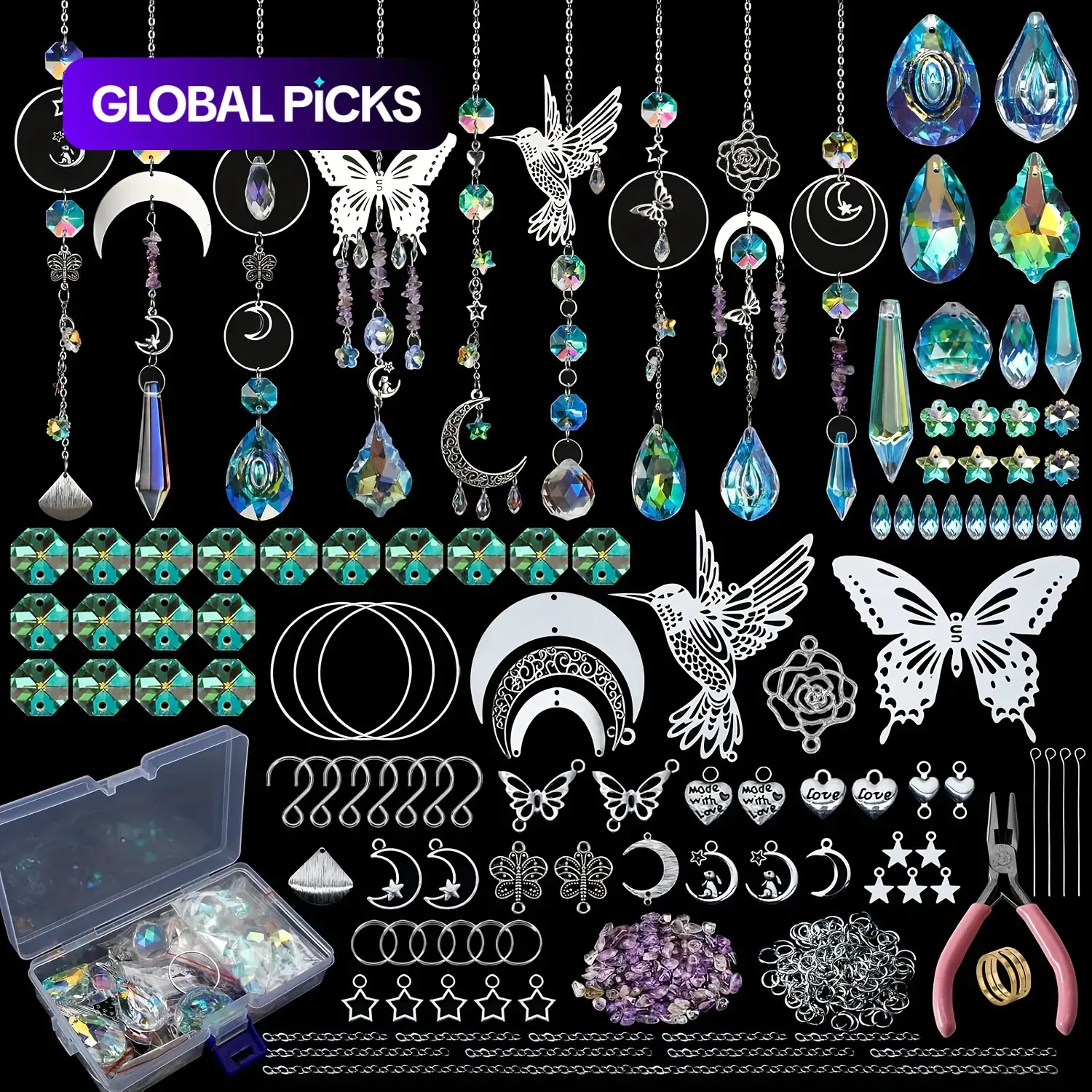 DIY Suncatcher Kit, 400pcs/set with Glass Beads, Storage Box & Complete Tools, Perfect for Garden, Wedding & Home Decor, Wind Chimes & Hanging Ornaments #GLOBAL PICKS