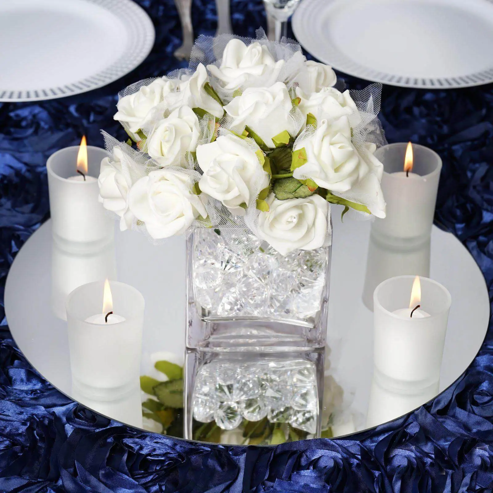 4-Pack Hanging Wall Decor Round Glass Mirror Table Centerpiece - Decorative Reflective Display 14"
