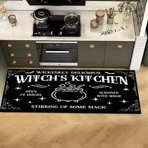 1 piece kitchen carpet, kitchen floor mat set, Machine Washable Rug, witch delicious kitchen pattern print design, soft non-slip machine washable, suitable for kitchen area kitchen floor room floor home decoration corridor entrance aisle home scene