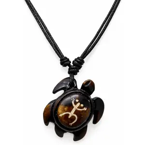 Puerto Rico Taino Coqui Sun Turtle Necklace Engraved Tribal Symbol Pendant on Adjustable Cord Authentic Taino Inspired Design Symbolic Turtle Shape Lightweight Everyday Wear