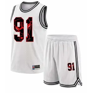 Men's Basketball Jersey Set, Breathable Round Neck Sportswear, Sleeveless Training Uniform with '91' Graphic Design, Stylish Team Outfit, Athletic Apparel for Basketball, Gym, Running, Outdoor Training, Comfortable & Versatile for All Seasons