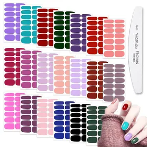 20 Sheets Mix-Color Solid Nail Polish Strips Full Nail Wraps Gel Nail Polish Stickers for Women Girls Stick On Nails, Gel Polish Stickers Nails Strips