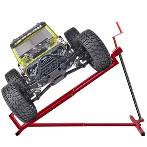 Lawn Mower Lift Jack, 880 lbs Capacity Lifting Jack for Garden Tractors with Hand Crank and Power Extension Handle, Telescopic Maintenance Jack, Red